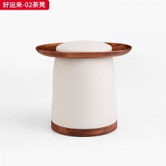 【精品】千匠一品 新中式风格 北美黑胡桃木+E1夹板贴胡桃木皮+超纤皮+高密度海绵 高档大气茶凳 好运来-02茶凳-X