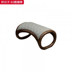 【精品】千匠一品 新中式风格 北美黑胡桃木+超纤皮+高密度海绵 高档大气摇摇椅 好日子-02摇摇椅-X