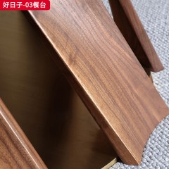 【精品】千匠一品 新中式风格 北美黑胡桃木+爵士白天然大理石台面+304不锈钢五金 高档大气餐桌 好日子-03餐台-X