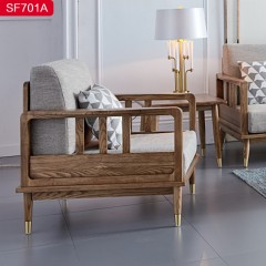 【精品】千匠一品轻奢北欧优质棉麻+高密度海绵+白蜡木框架环保油漆单人位沙发SF701A-H