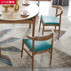 【精品】千匠一品轻奢北欧优质超纤皮+高密度海绵+白蜡木框架环保油漆餐椅CY06-H