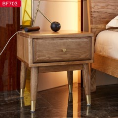 【精品】千匠一品轻奢北欧优质白蜡木框架+实木多层板环保油漆床头柜BF703-H