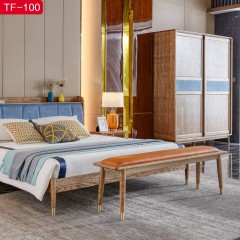 【精品】千匠一品轻奢北欧优质超纤皮+高密度海绵+白蜡木框架床尾凳