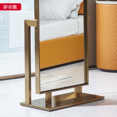 △【精品】千匠一品 意式轻奢优质钢化玻璃+五金框架不锈钢镀金穿衣镜-H