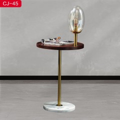 【精品】千匠一品轻奢现代风格不锈钢+带灯+实木面圆几CJ-45-C