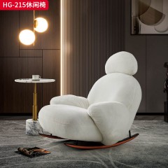 千匠一品 意式极简风格 绒布+五金框架+高回弹海绵 网红款休闲椅 HG-215 边几CJ-208-X