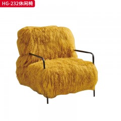 千匠一品 意式极简风格 真羊毛+木架+高密度海绵 时尚高档休闲椅 HG-232羊毛休闲椅-X