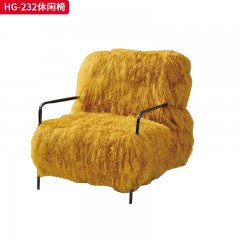 千匠一品 意式极简风格 真羊毛+木架+高密度海绵 时尚高档休闲椅 HG-232羊毛休闲椅-X