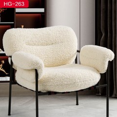 千匠一品 意式极简风格 高档羊毛羔面料+定型棉+黑钛脚 时尚大气休闲椅 HG-263-X