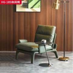 千匠一品 现代简约 框架实木弯板+密度海绵+羽绒包+仿真皮 HG-185休闲椅-F
