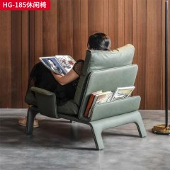 千匠一品 现代简约 框架实木弯板+密度海绵+羽绒包+仿真皮 HG-185休闲椅-F