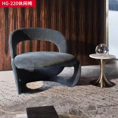 千匠一品 现代简约 实木弯板+优质绒布 HG-220休闲椅-F