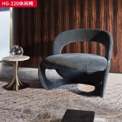 千匠一品 现代简约 实木弯板+优质绒布 HG-220休闲椅-F