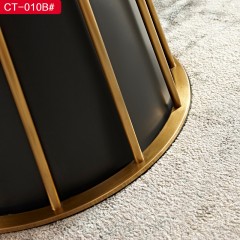 △【精品】千匠一品轻奢现代极简人造大理石+五金碳钢脚金箍圈圆餐台CT-010B-C