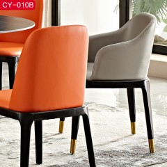 △千匠一品现代极简仿真皮+橡胶木实木底框餐椅CY-010B-C