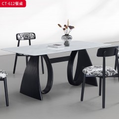 千匠一品 现代风格 广西白微晶石18厘3D打印慕尚灰石面+实木框架+天然白蜡木木皮 时尚简约餐桌CT-612-L