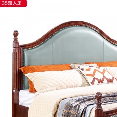 【精品】千匠一品 轻奢美式优质仿真皮+高密度海绵+白橡木+松木实木板1.5 1.8m床35-H