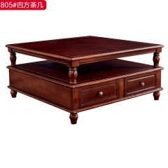 【精品】千匠一品 轻奢美式优质白橡木+松木实木板1.1m四方茶几805-H