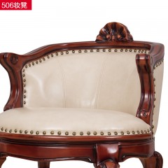 △【精品】千匠一品 欧式轻奢优质进口头层牛皮+高密度海绵+白橡木妆凳506-H
