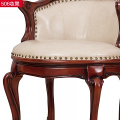 △【精品】千匠一品 欧式轻奢优质进口头层牛皮+高密度海绵+白橡木妆凳506-H