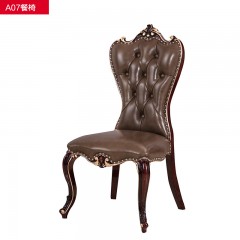△【精品】千匠一品 欧式轻奢优质头层牛皮+高密度海绵+白橡木餐椅A07-H