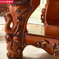 △【精品】千匠一品 欧式轻奢优质天然大理石+手工雕花+白橡木1.83m长餐桌8080-H