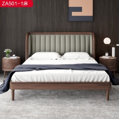 △【精品】千匠一品 轻奢新中式纳帕超纤皮+高密度海绵+进口松木床板+乌丝檀木1.8床-ZA501-1-J