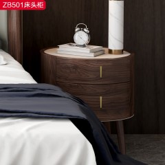 △【精品】千匠一品 轻奢新中式多层实木贴乌金木薄片+优质五金+乌丝檀木床头柜-ZB501-J