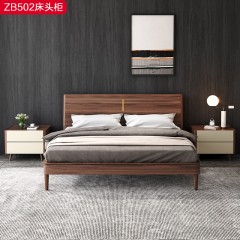 △【精品】千匠一品 轻奢新中式多层实木板+乌丝檀木床头柜ZB502-J