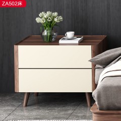 △【精品】千匠一品 轻奢新中式多层实木板+乌丝檀木床头柜ZB502-J