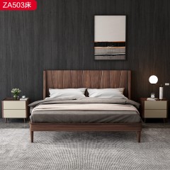 △【精品】千匠一品 轻奢新中式进口松木床板+乌丝檀木1.5床-ZA503-J