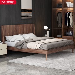 △【精品】千匠一品 轻奢新中式进口松木床板+乌丝檀木1.5床-ZA503-J