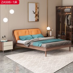 △【精品】千匠一品 轻奢新中式优质仿皮+高密度海绵+进口松木床板+乌丝檀木1.8床-ZA506-1-J