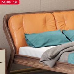 △【精品】千匠一品 轻奢新中式优质仿皮+高密度海绵+进口松木床板+乌丝檀木1.8床-ZA506-1-J