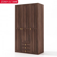 △【精品】千匠一品 轻奢新中式优质五金+多层实木贴乌金木薄片+乌丝檀木框架三门衣柜-ZD501-J