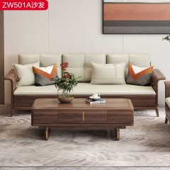△【精品】千匠一品 轻奢新中式乌丝檀木+多层实木贴乌金薄片+超纤皮+高密度海绵+优质五金沙发-ZW501-J
