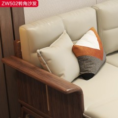△【精品】千匠一品 轻奢新中式乌丝檀木+多层实木贴乌金木薄片+超纤皮+高密度海绵+优质五金转角沙发-ZW502-J