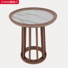 △【精品】千匠一品 轻奢新中式乌金木+优质岩板 乌丝檀木圆角几-ZH505-J