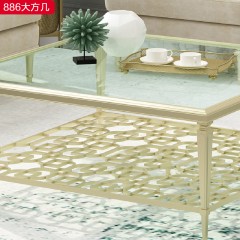 △【精品】千匠一品 美式轻奢优质钢化玻璃+多层实木板+欧洲榉木1.3m大方几886-H
