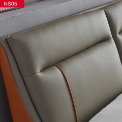 千匠一品现代极简优质头层真皮+实木框架+高回弹海绵双人床-NS05-G