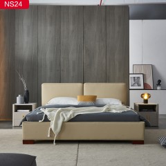 千匠一品现代极简优质头层真皮+实木框架+高回弹海绵双人床-NS24-G
