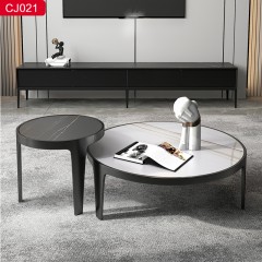 【精品】千匠一品轻奢现代风格优质不锈钢+镀拉丝黑枪哑+封釉+岩板1.1m茶几-CJ021-J