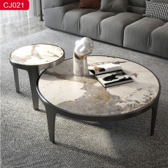 【精品】千匠一品轻奢现代风格优质不锈钢+镀拉丝黑枪哑+封釉+岩板1.1m茶几-CJ021-J