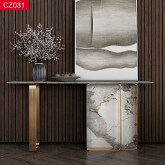 【精品】千匠一品轻奢现代风格优质不锈钢镀钛金+岩板1.4m 1.6m 1.8m玄关-XG-01-J