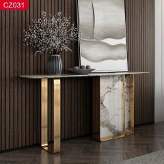 【精品】千匠一品轻奢现代风格优质不锈钢镀钛金+岩板1.4m 1.6m 1.8m玄关-XG-01-J