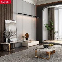 【精品】千匠一品轻奢现代风格优质不锈钢镀钛金+环保板烤漆柜+岩板1.8-2.6m电视柜-CZ033-J