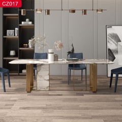 千匠一品现代风格优质不锈钢+电镀拉丝灰钢+钛金颜色1.6m 1.8m 2m 2.2m 2.4m 2.6m餐桌-CZ017-J