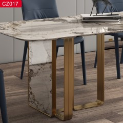 千匠一品现代风格优质不锈钢+电镀拉丝灰钢+钛金颜色1.6m 1.8m 2m 2.2m 2.4m 2.6m餐桌-CZ017-J