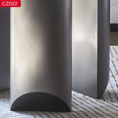 【精品】千匠一品轻奢现代风格优质不锈钢拉丝+真空镀灰钢颜色+岩板1.3m1.4m1.5m1.6m餐桌-CZ022-J
