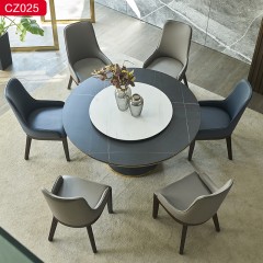 【精品】千匠一品轻奢现代风格优质碳素钢+喷砂黑色+钛金边框颜色+岩板1.3m 1.4m 1.5m 1.6m餐桌-CZ025-J